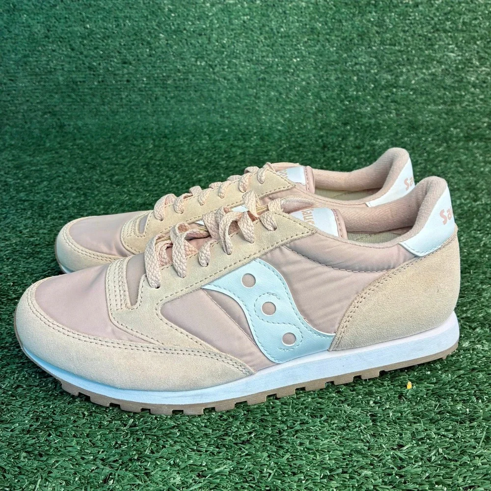 Saucony Jazz Low Pro S1866-261 Suede Nylon Retro Runner Sneaker Pink Womens Sz 9